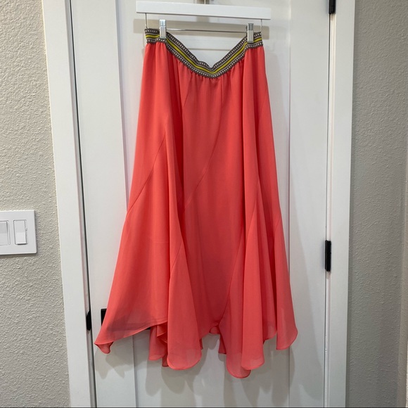 Anthropologie VanessaVirginia chiffon maxi skirt. Sz LP. - Picture 2 of 6